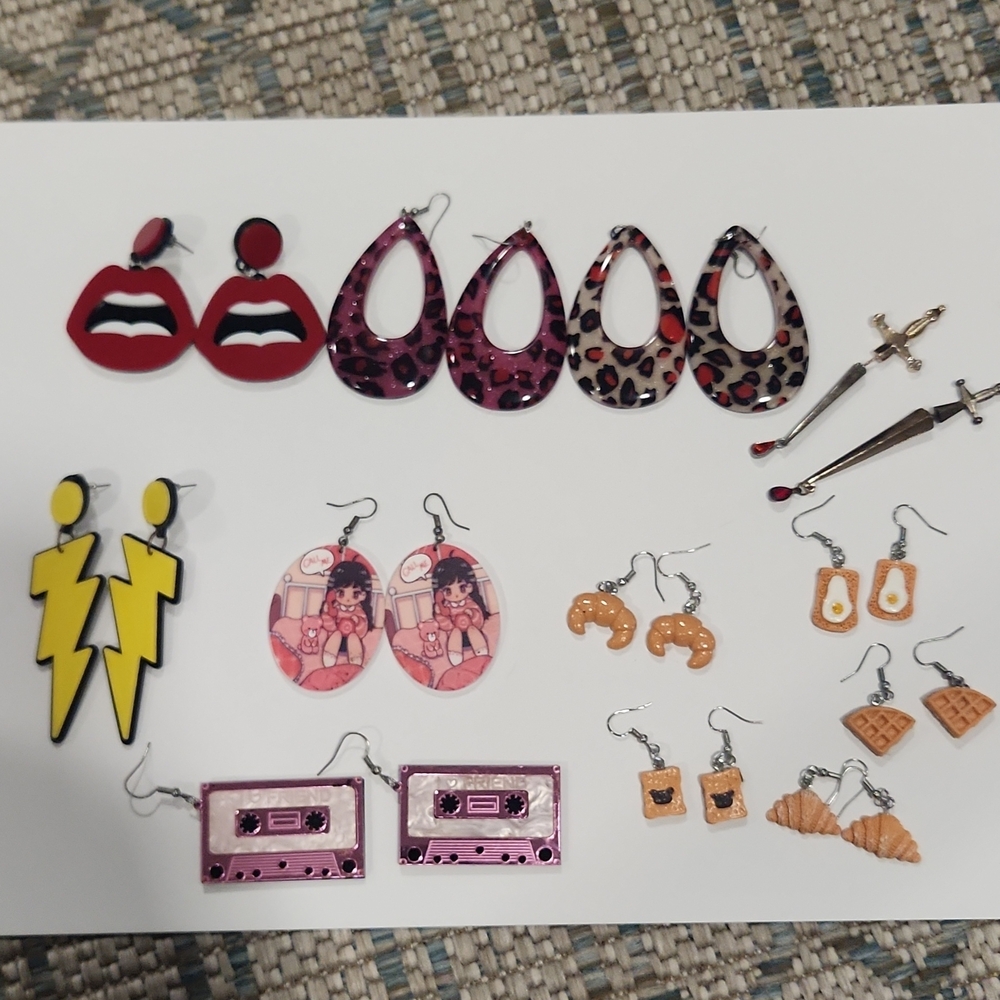 Assorted Pink Leopard Teardrop Earrings - Women Accessories